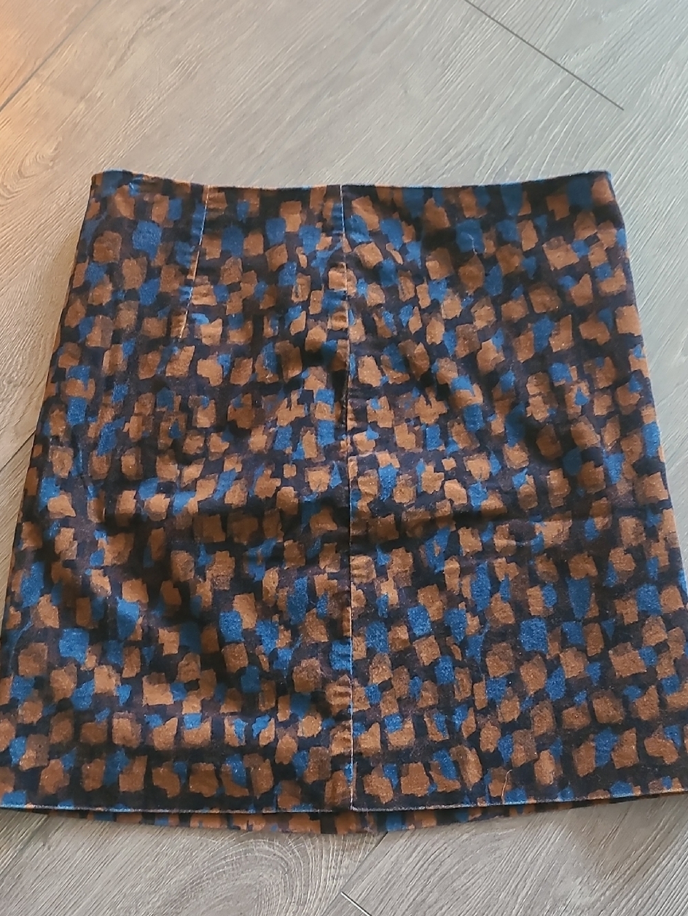 Women's Blue and Brown Patterned Skirt